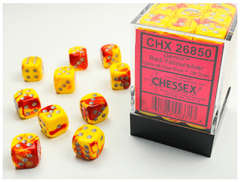 CHESSEX - GEMINI 36D6 RED-YELLOW/SILVER 12MM